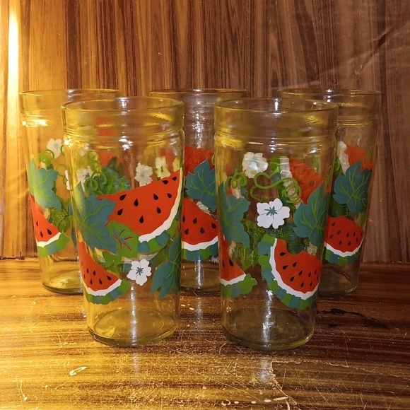 Vintage Anchor ⚓️ Hocking watermelon 🍉 jelly jar glasses - Picture 1 of 3